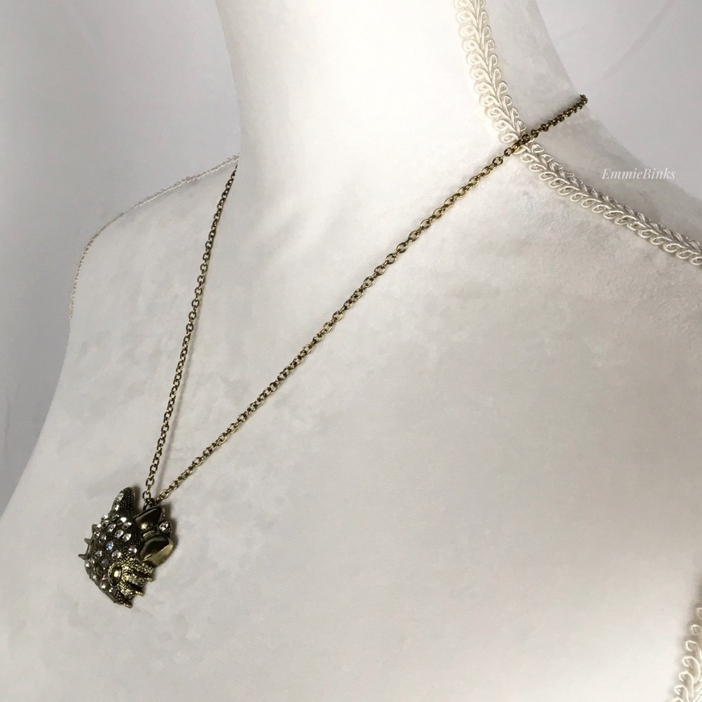 ✨3/$38 NWT Hello Kitty Bronze & Rhinestone Pendant Necklace ~ Bronze Cat Charm - Picture 8 of 11